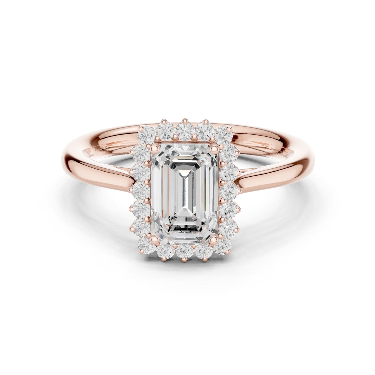 Emerald Cut Halo Engagement Ring