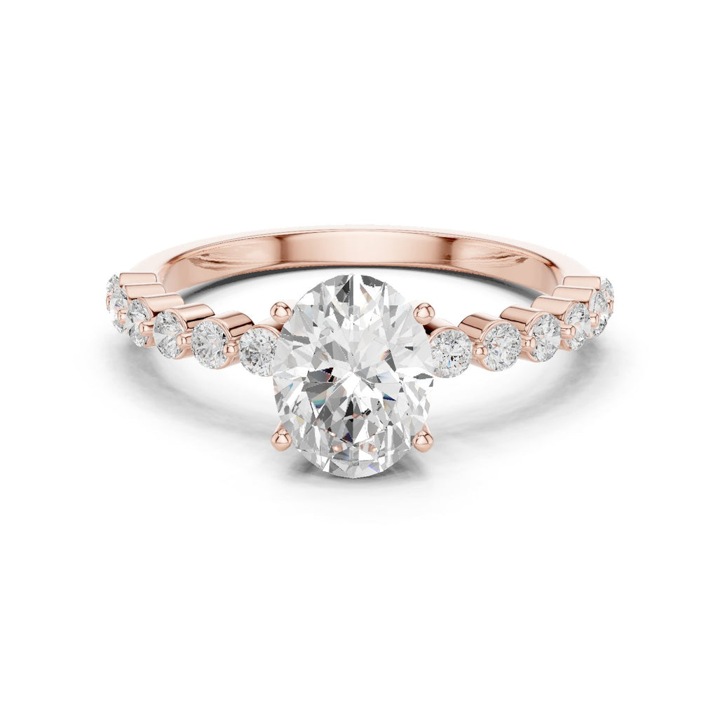 Oval Diamond Engagement Ring with Graduated Side Accents
