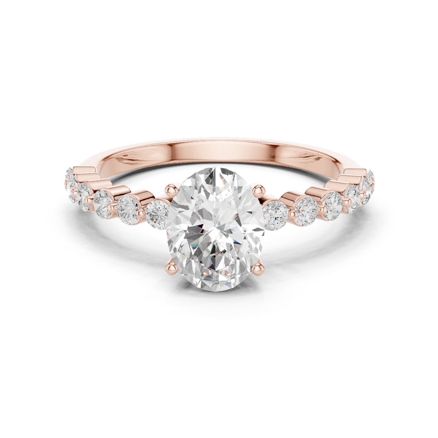Oval Diamond Engagement Ring with Graduated Side Accents