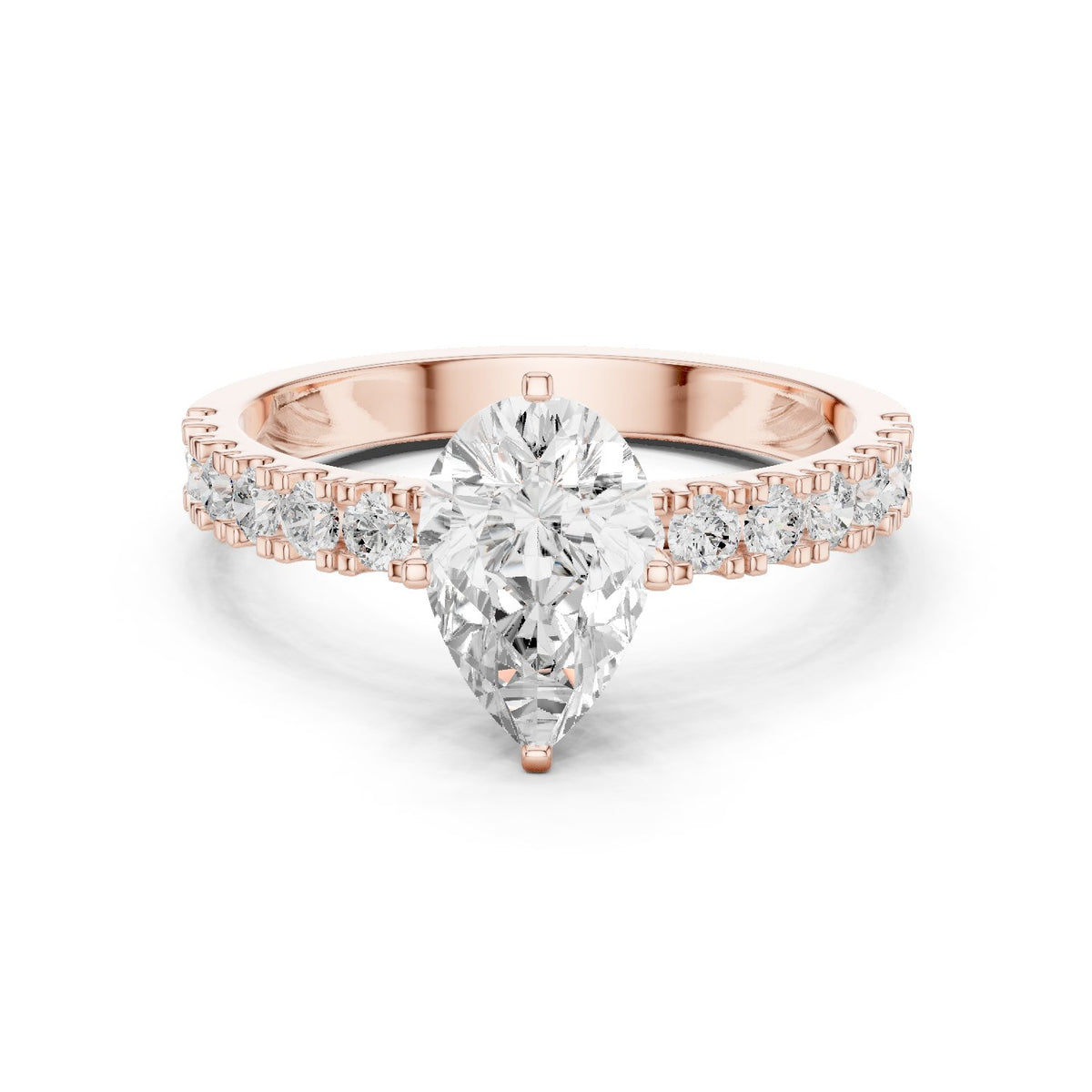 Pear Diamond Engagement Ring with Pavé Band