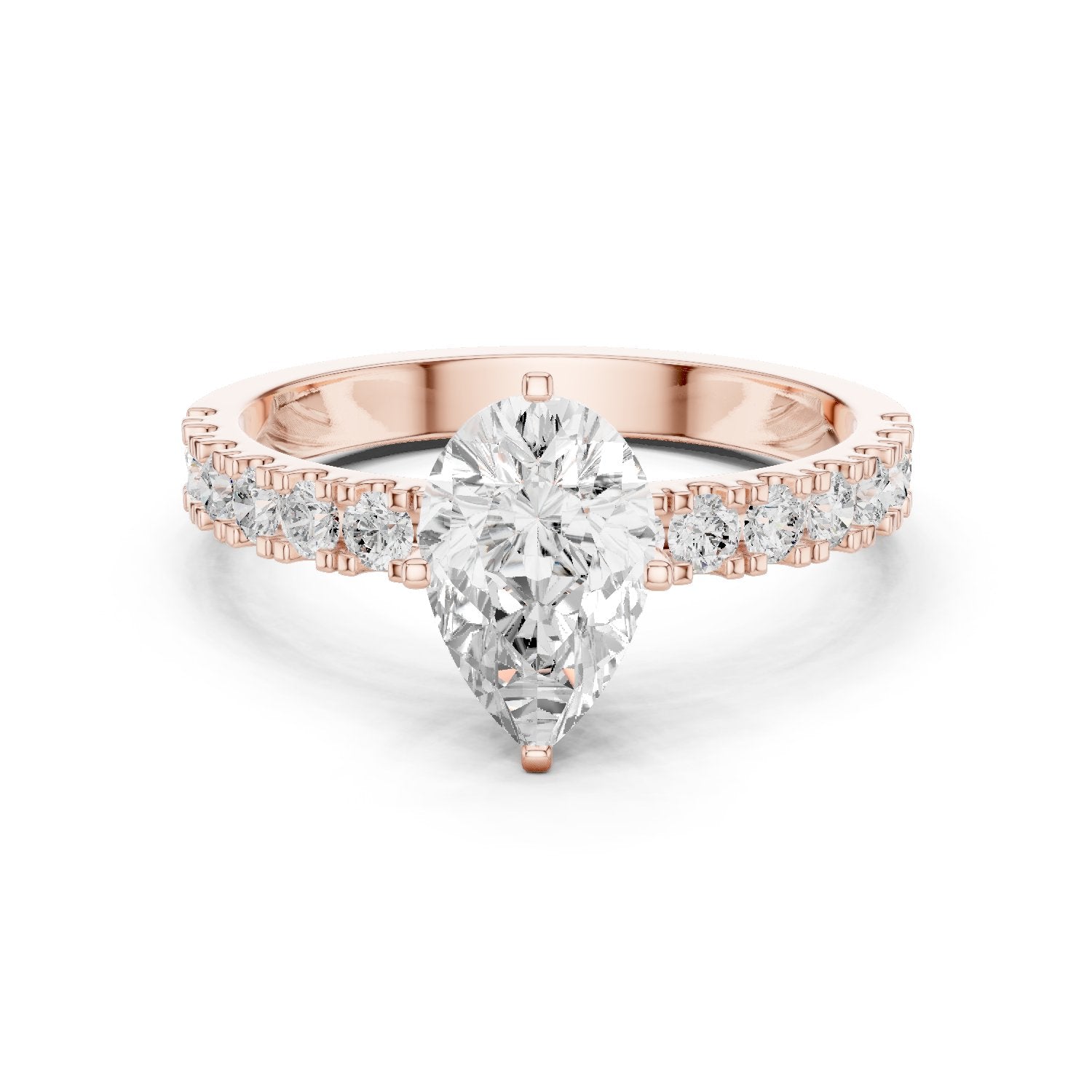 Pear Diamond Engagement Ring with Pavé Band