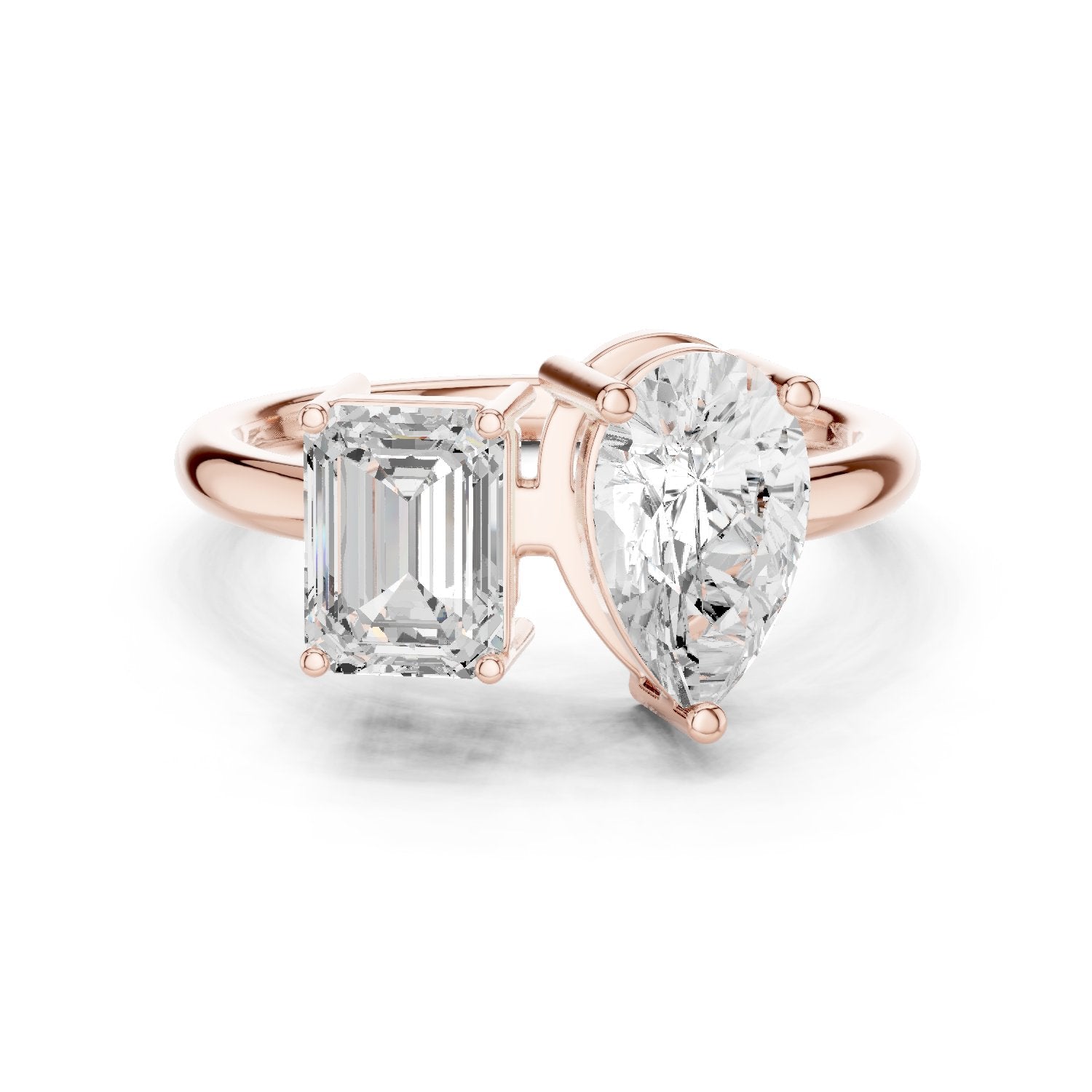 Emerald and Pear Toi et Moi Engagement Ring