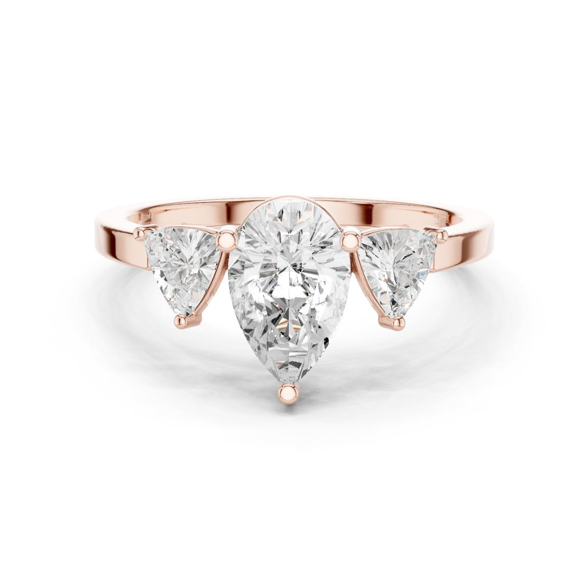 Pear Diamond Three Stone Engagement Ring