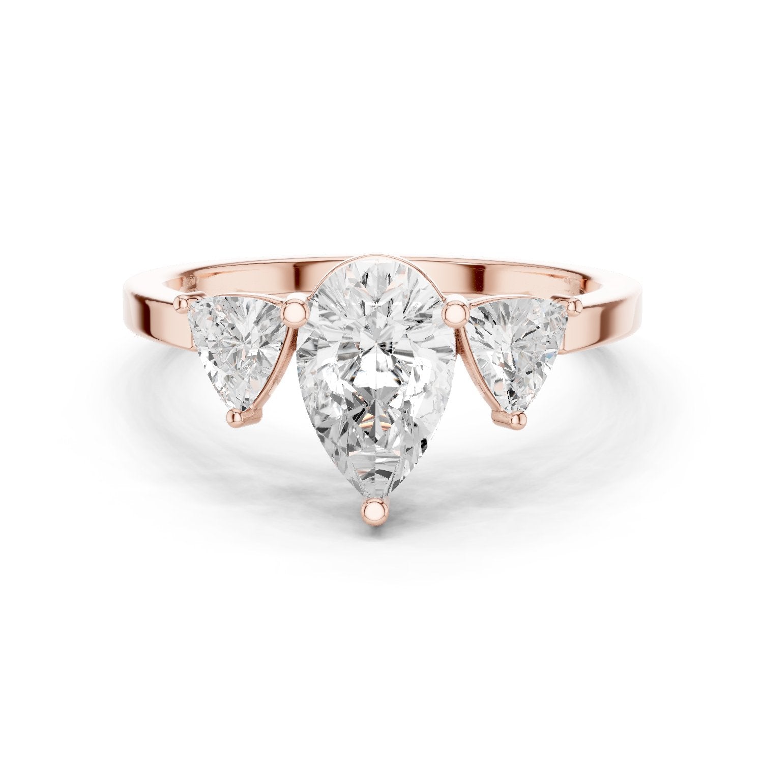 Pear Diamond Three Stone Engagement Ring