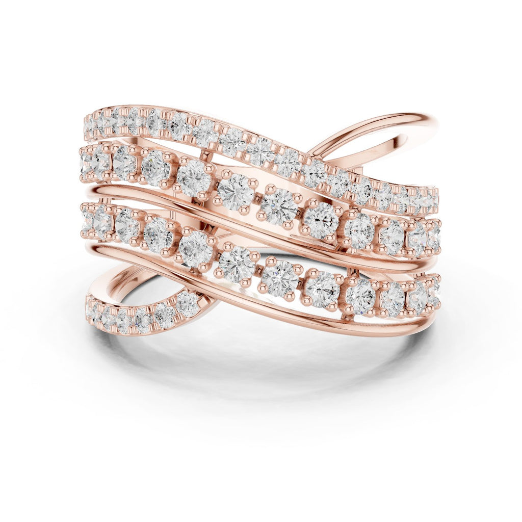Round Diamond Multi Strand Wave Eternity Band