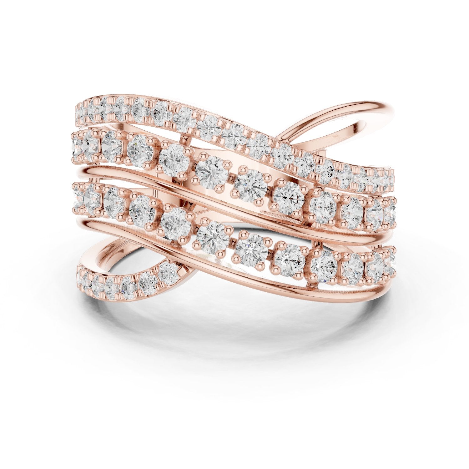 Round Diamond Multi Strand Wave Eternity Band