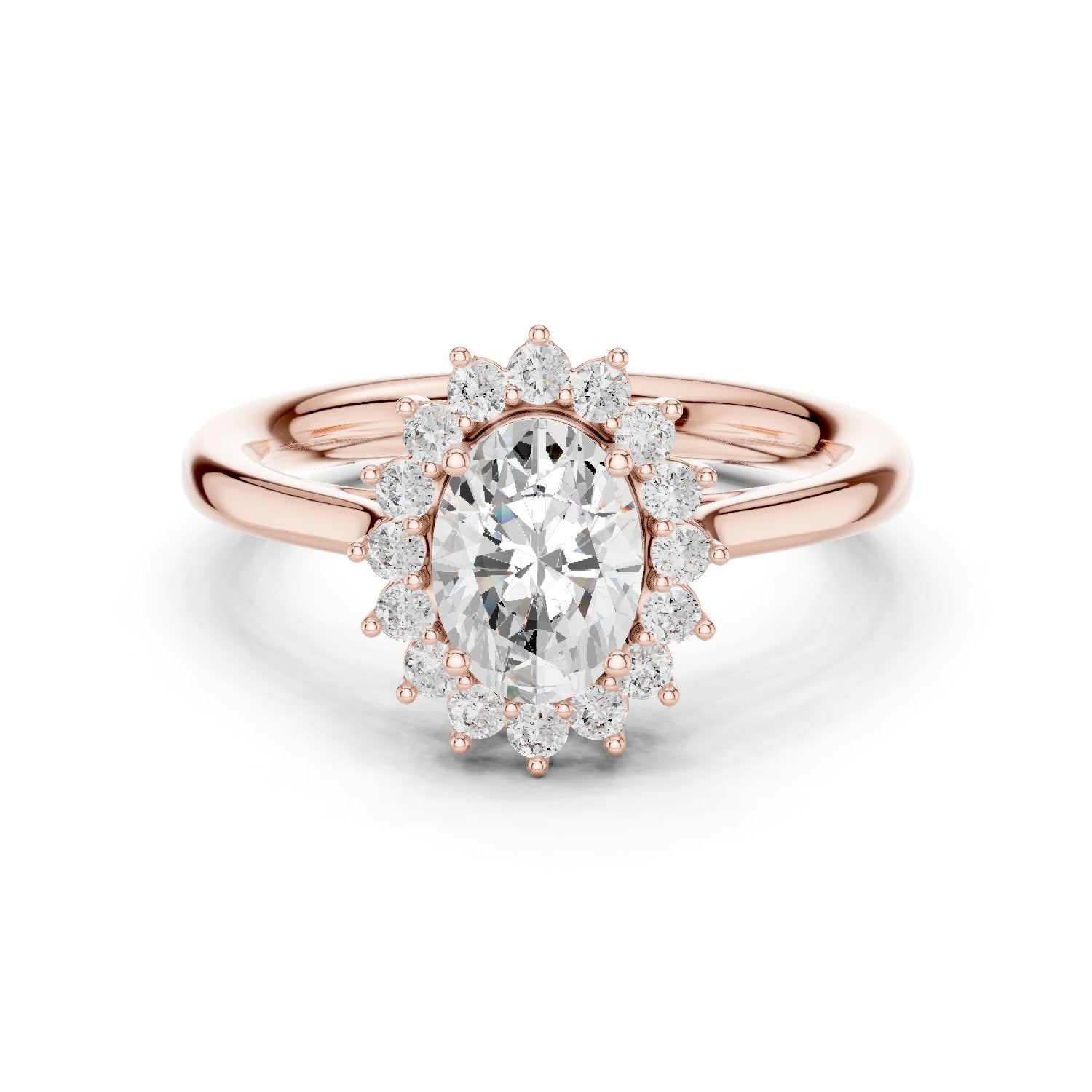 Oval Diamond Floral Halo Engagement Ring