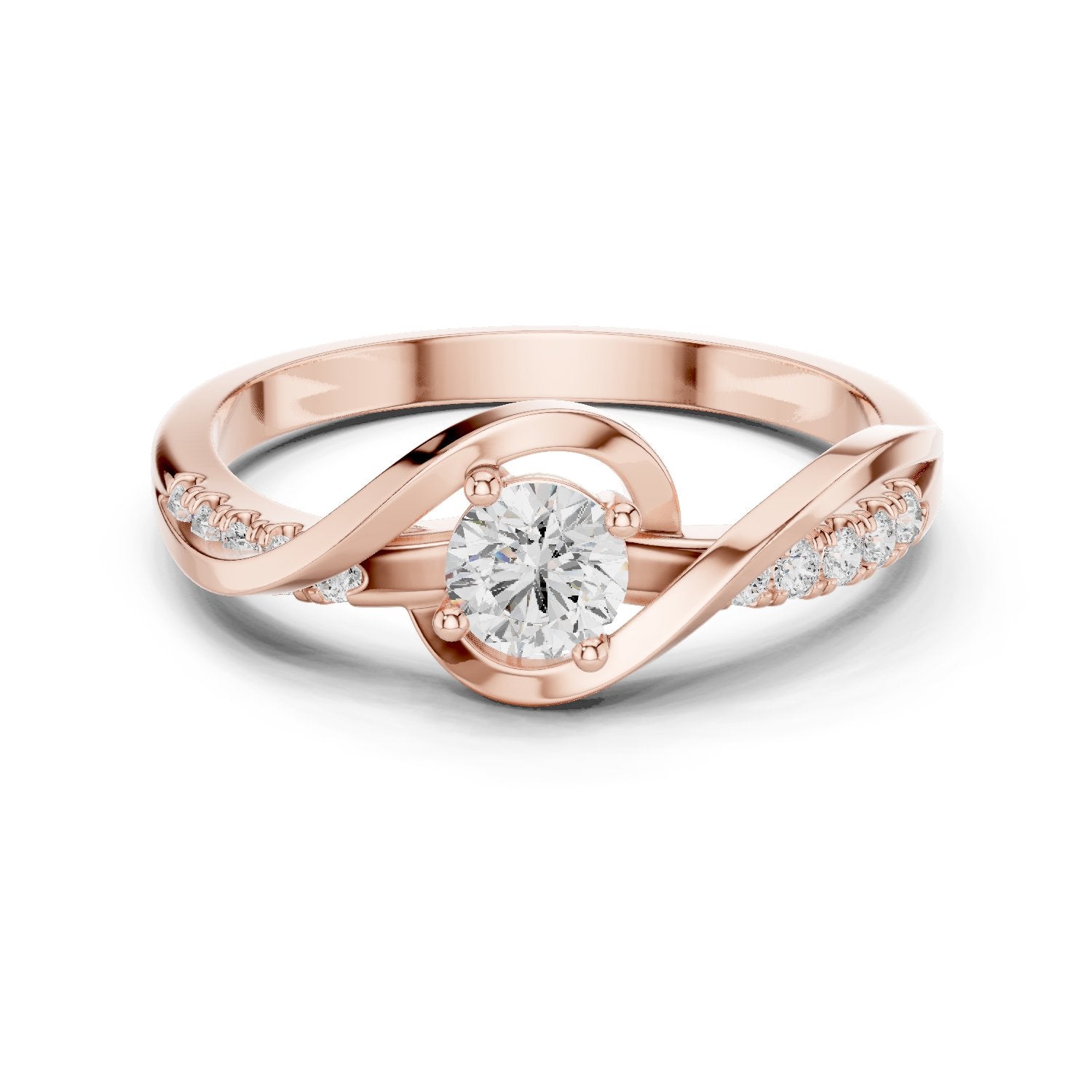 Diamond Infinity Twist Solitaire Ring