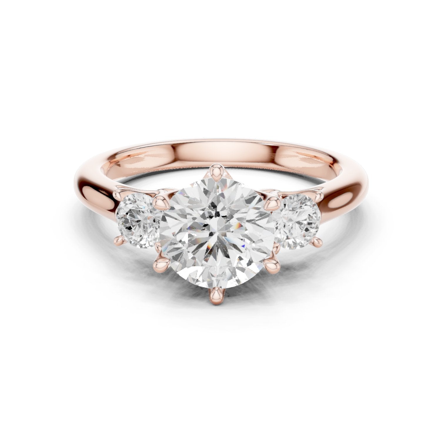 Round Diamond Three Stone Engagement Ring