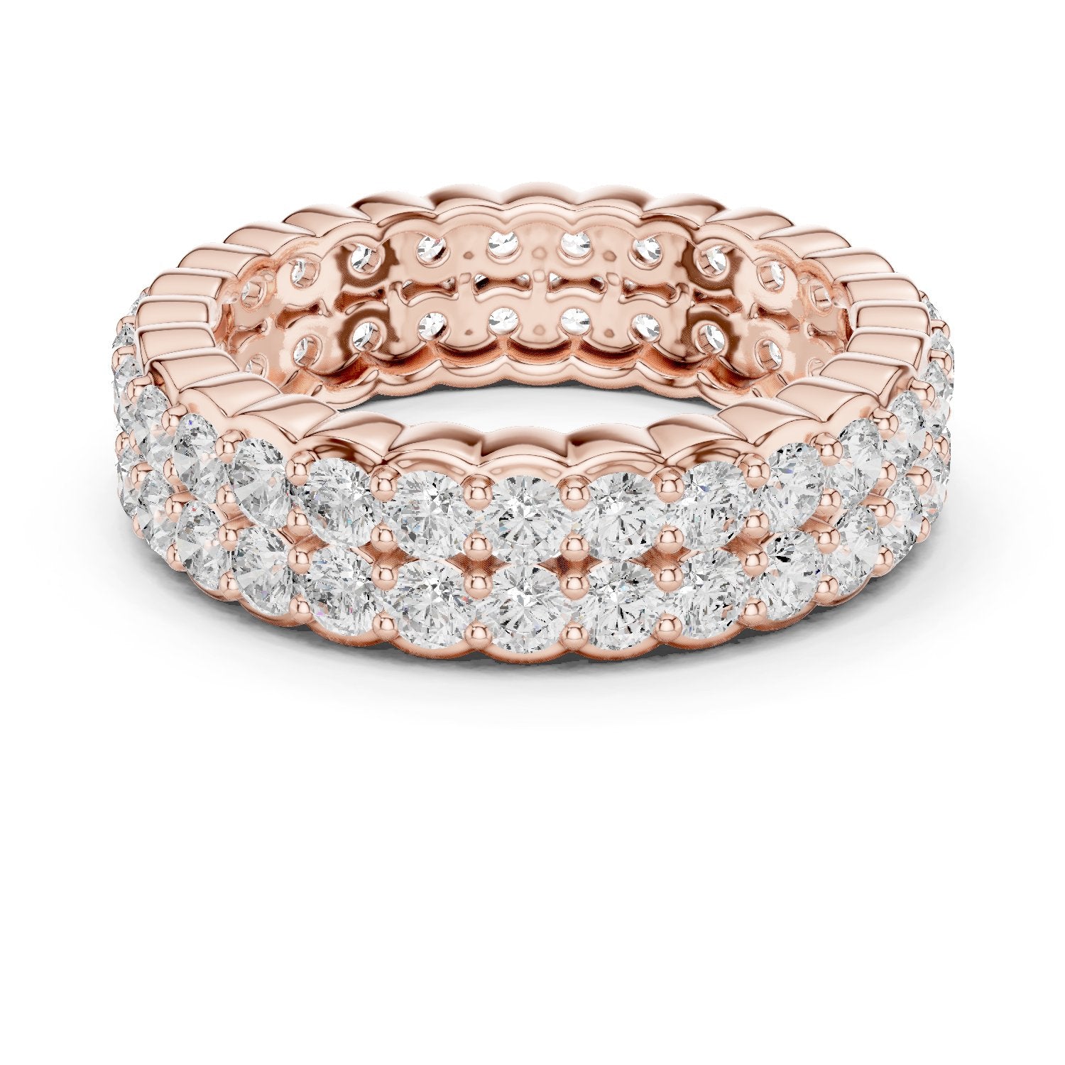 Round Diamond Wide Multi-Row Pavé Anniversary Band
