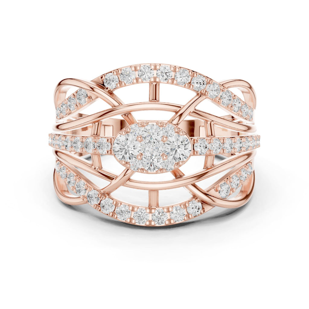 Marquise and Round Vintage Leaf Constellation Engagement Ring
