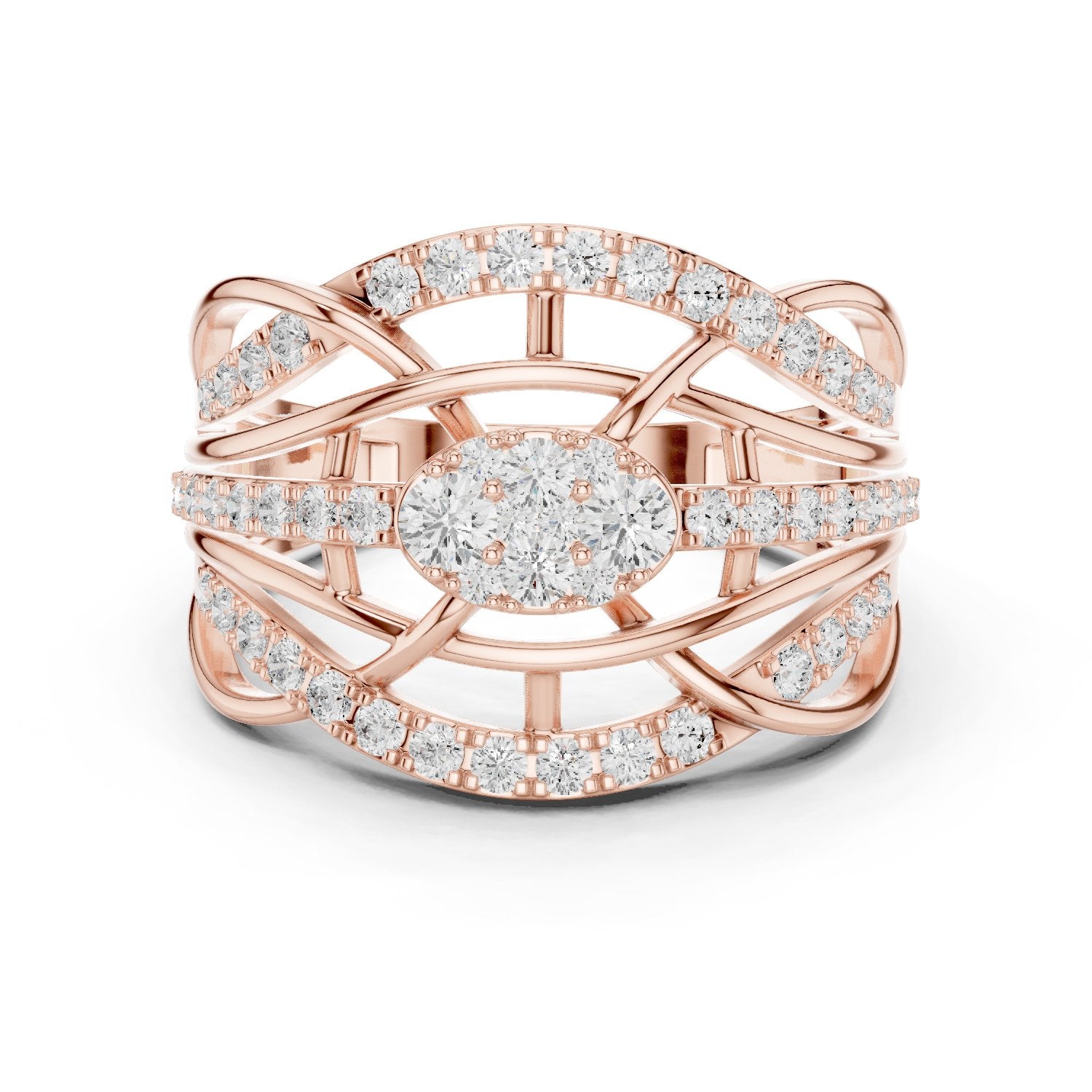 Marquise and Round Vintage Leaf Constellation Engagement Ring