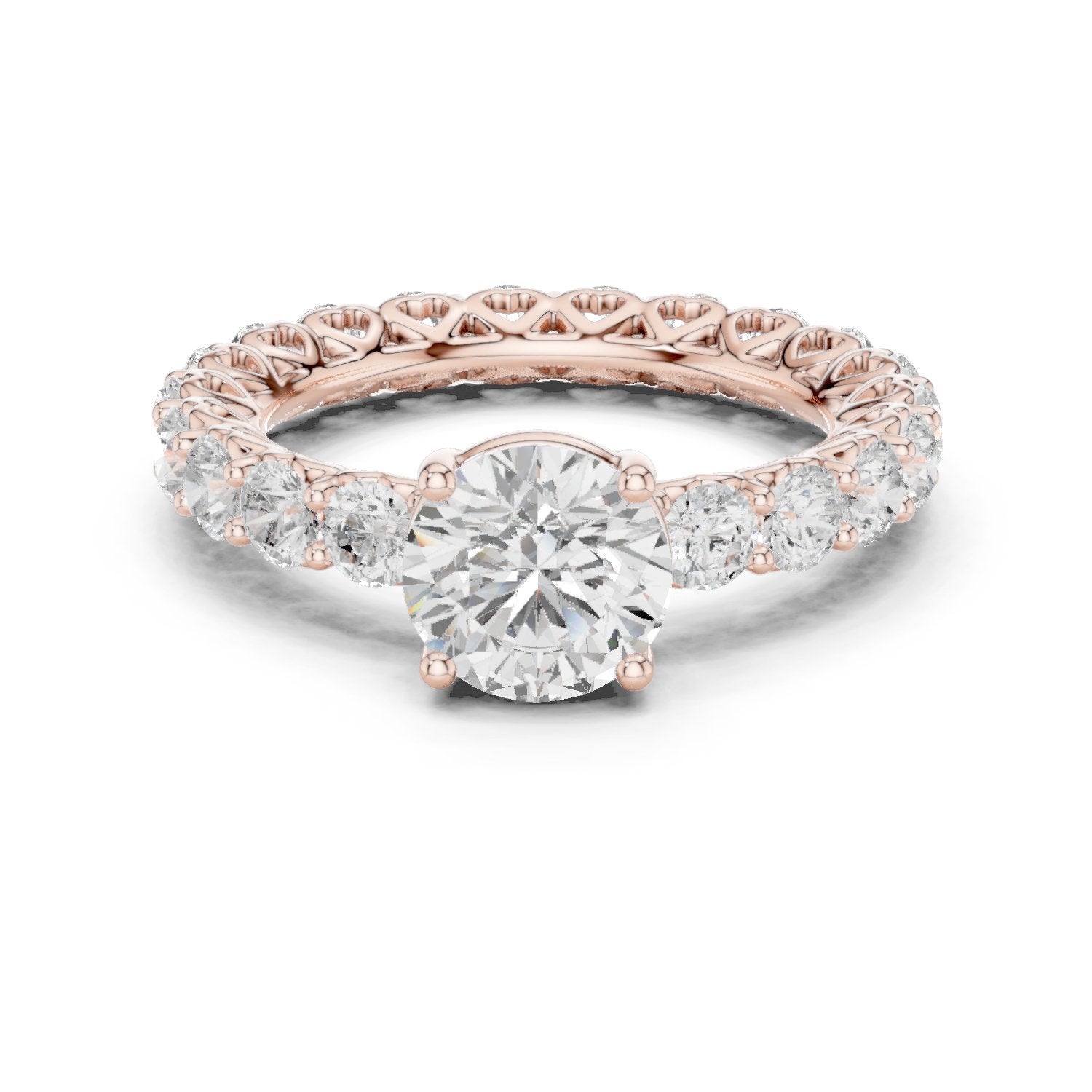 Round Diamond Engagement Ring with Claw Set Diamond Band