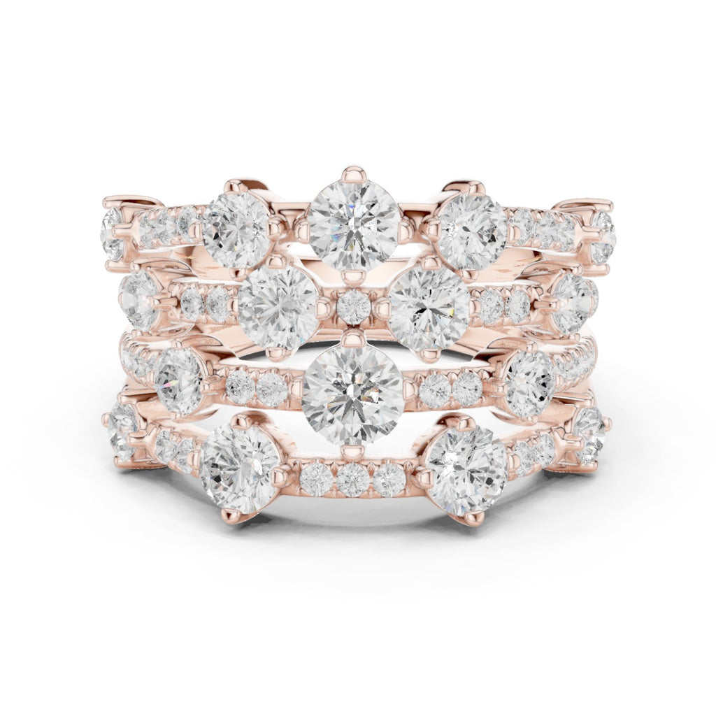 Round Diamond Wide Multi-Row Pavé Anniversary Band