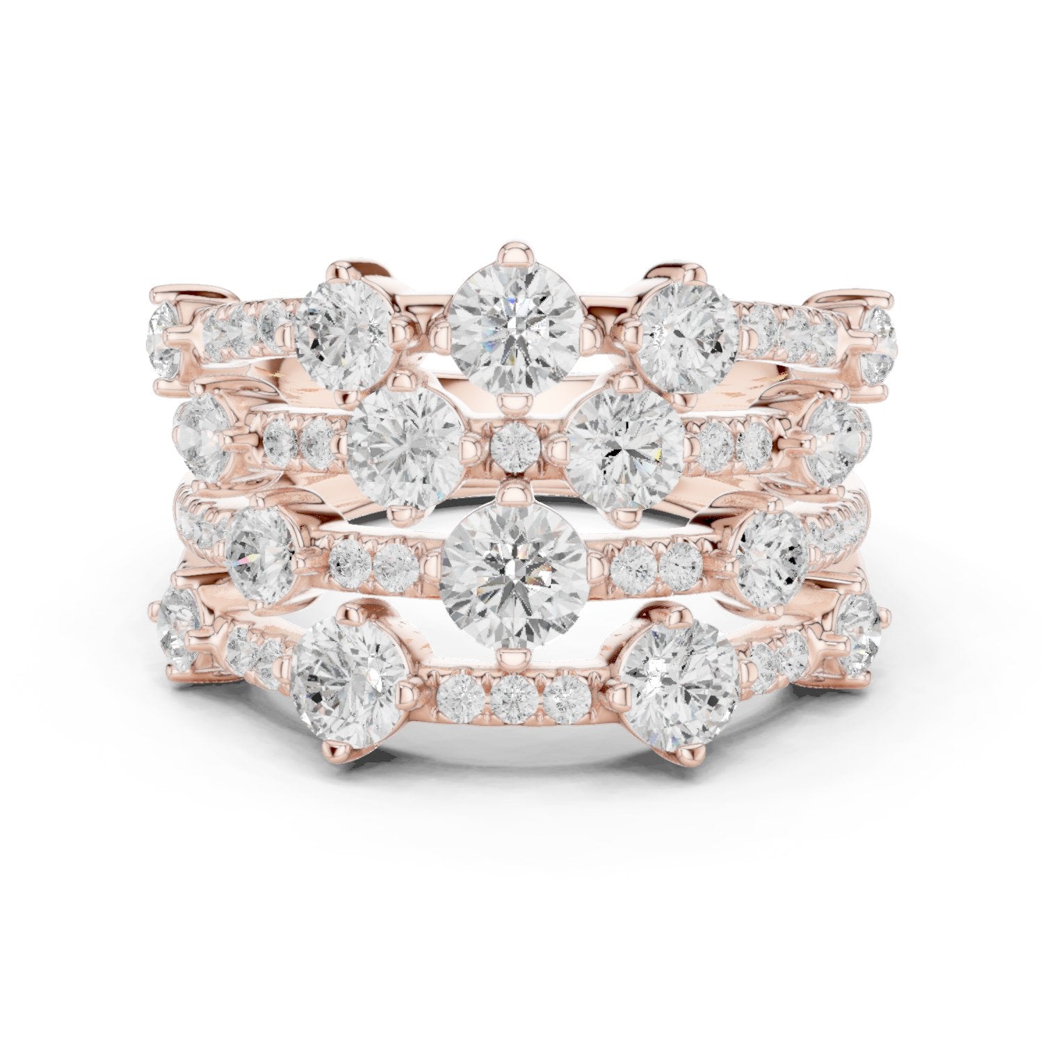 Round Diamond Wide Multi-Row Pavé Anniversary Band