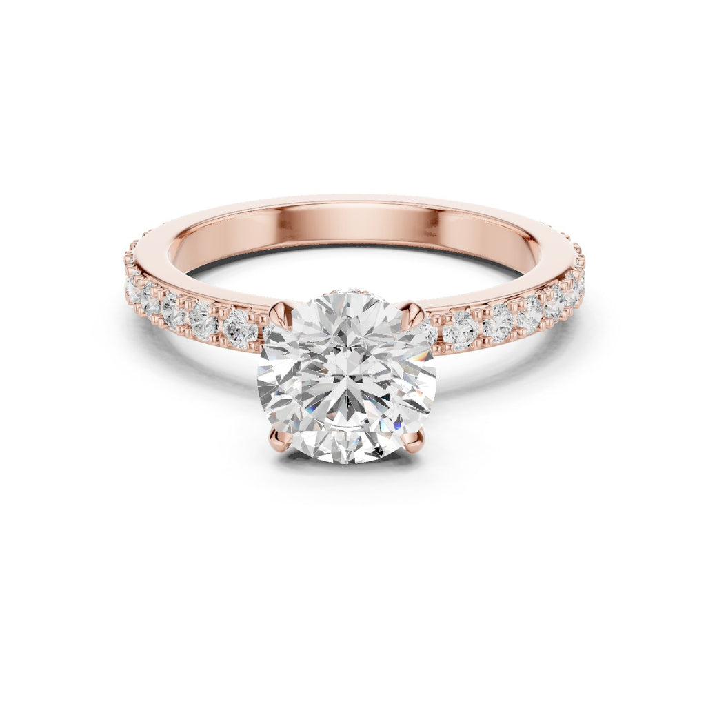 Round Diamond Engagement Ring with Pavé Band