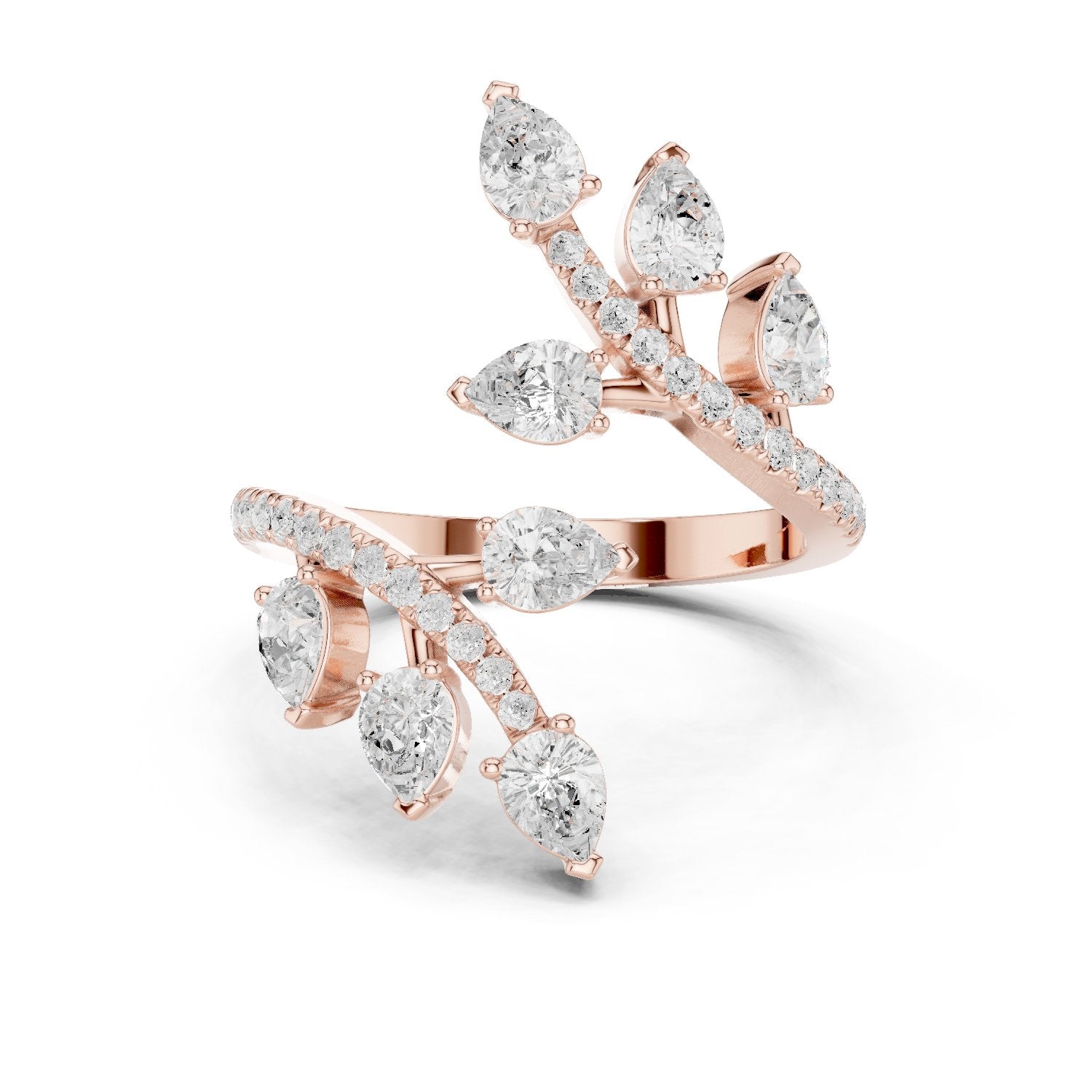 Pear Diamond Petal Wrap Constellation Engagement Ring