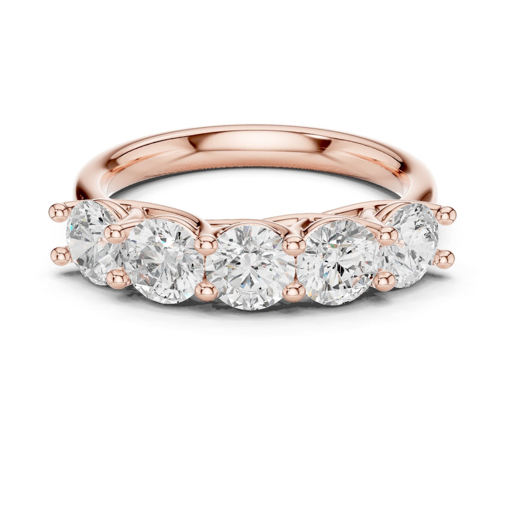 Round Diamond Five Stone Anniversary Band