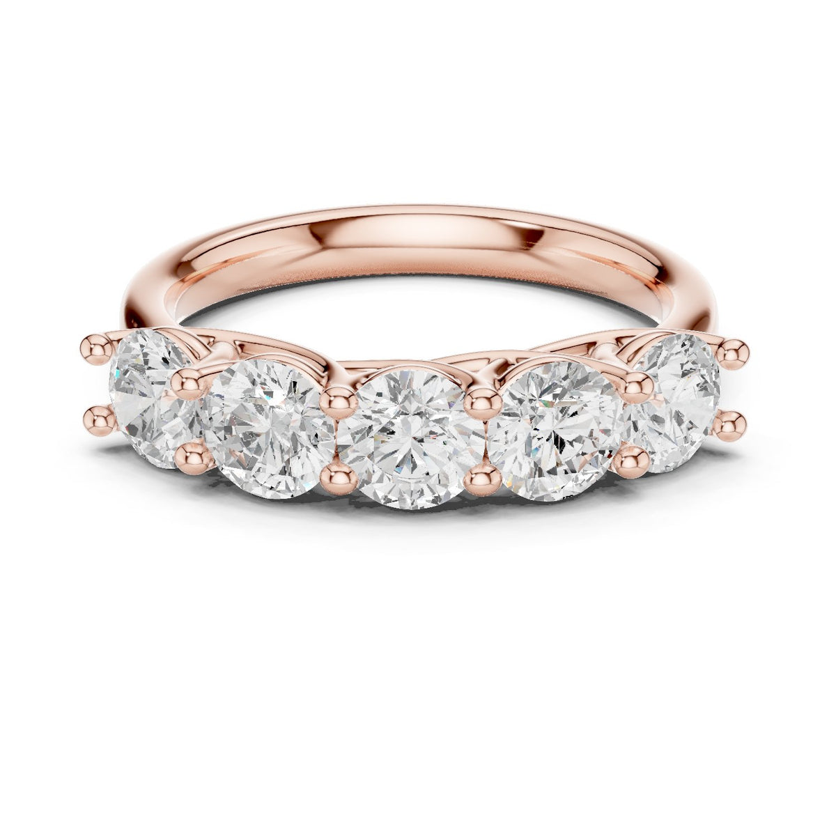 Round Diamond Five Stone Anniversary Band