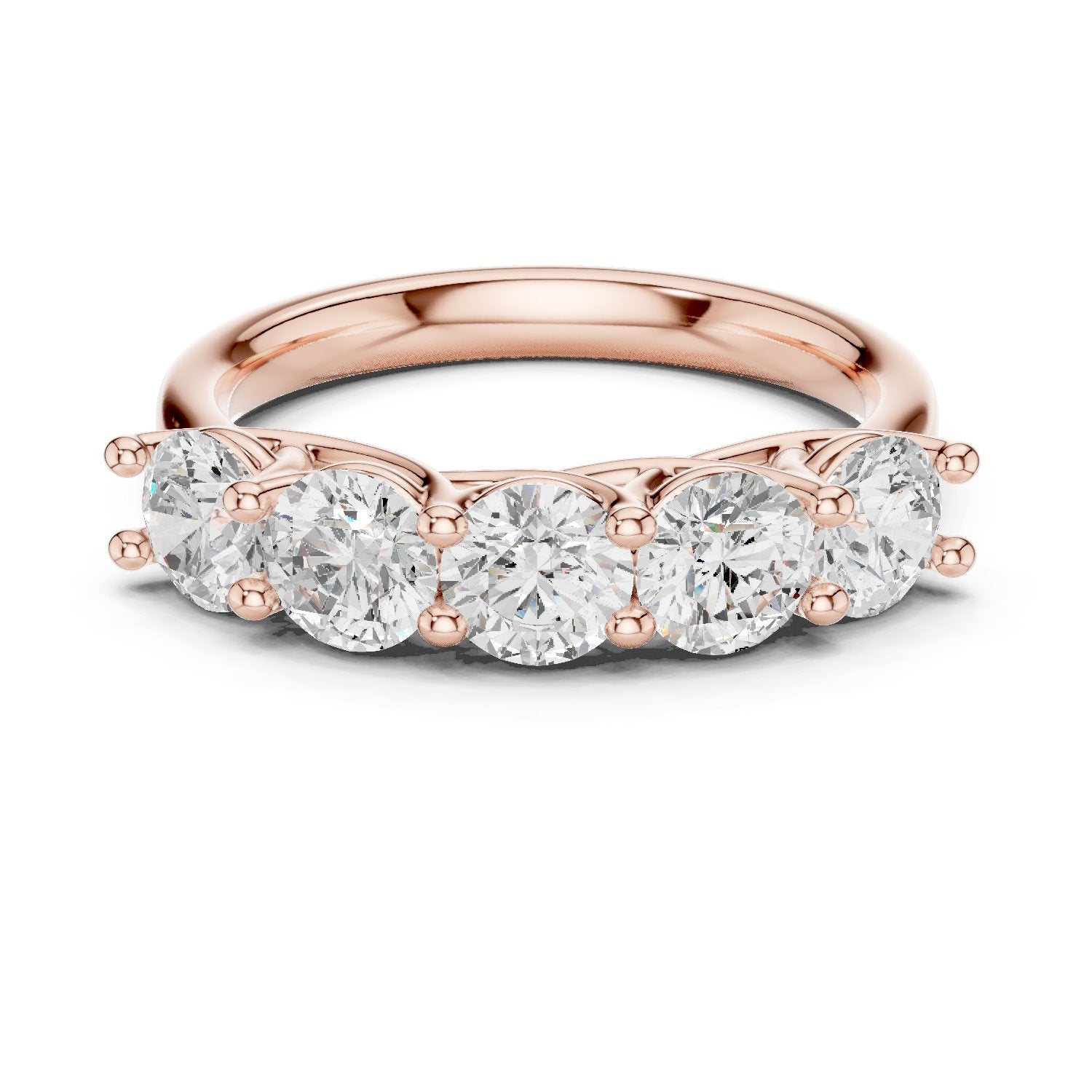 Round Diamond Five Stone Anniversary Band