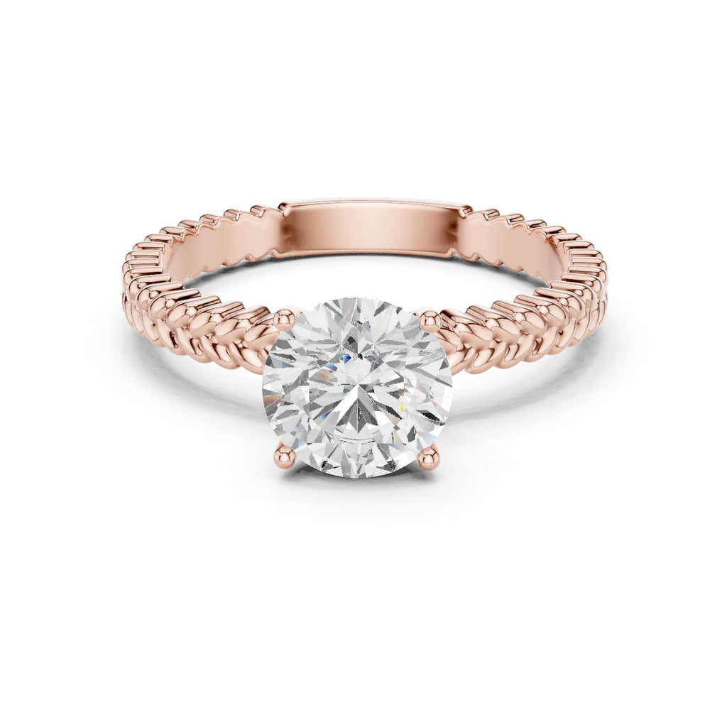 Round Diamond Solitaire Engagement Ring with Woven Rope Band