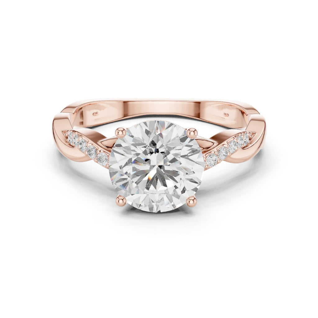 Round Diamond Twisted Vine Engagement Ring