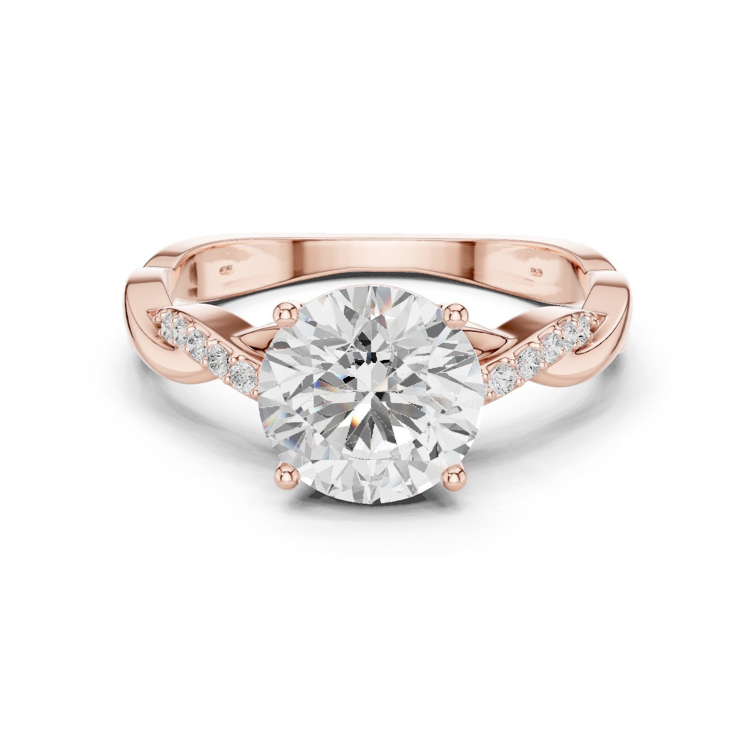 Round Diamond Twisted Vine Engagement Ring