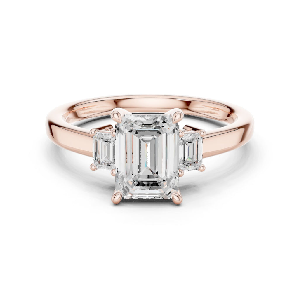Emerald Cut Three Stone Engagement Ring