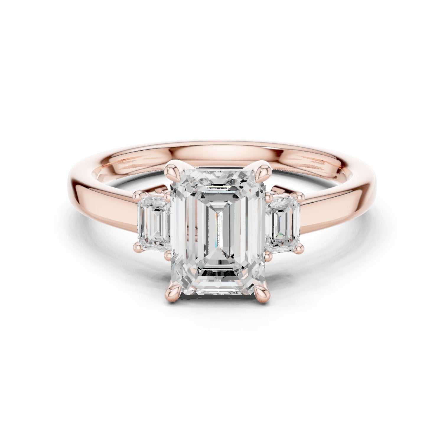 Emerald Cut Three Stone Engagement Ring