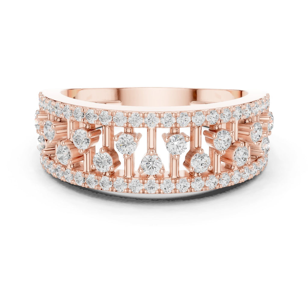 Round Diamond Wide Scattered Pavé Open-Metalwork Band