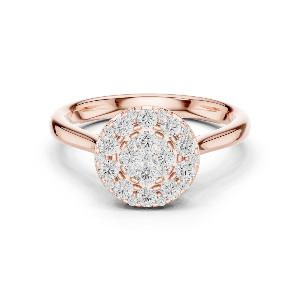 Round Diamond Cluster Halo Engagement Ring