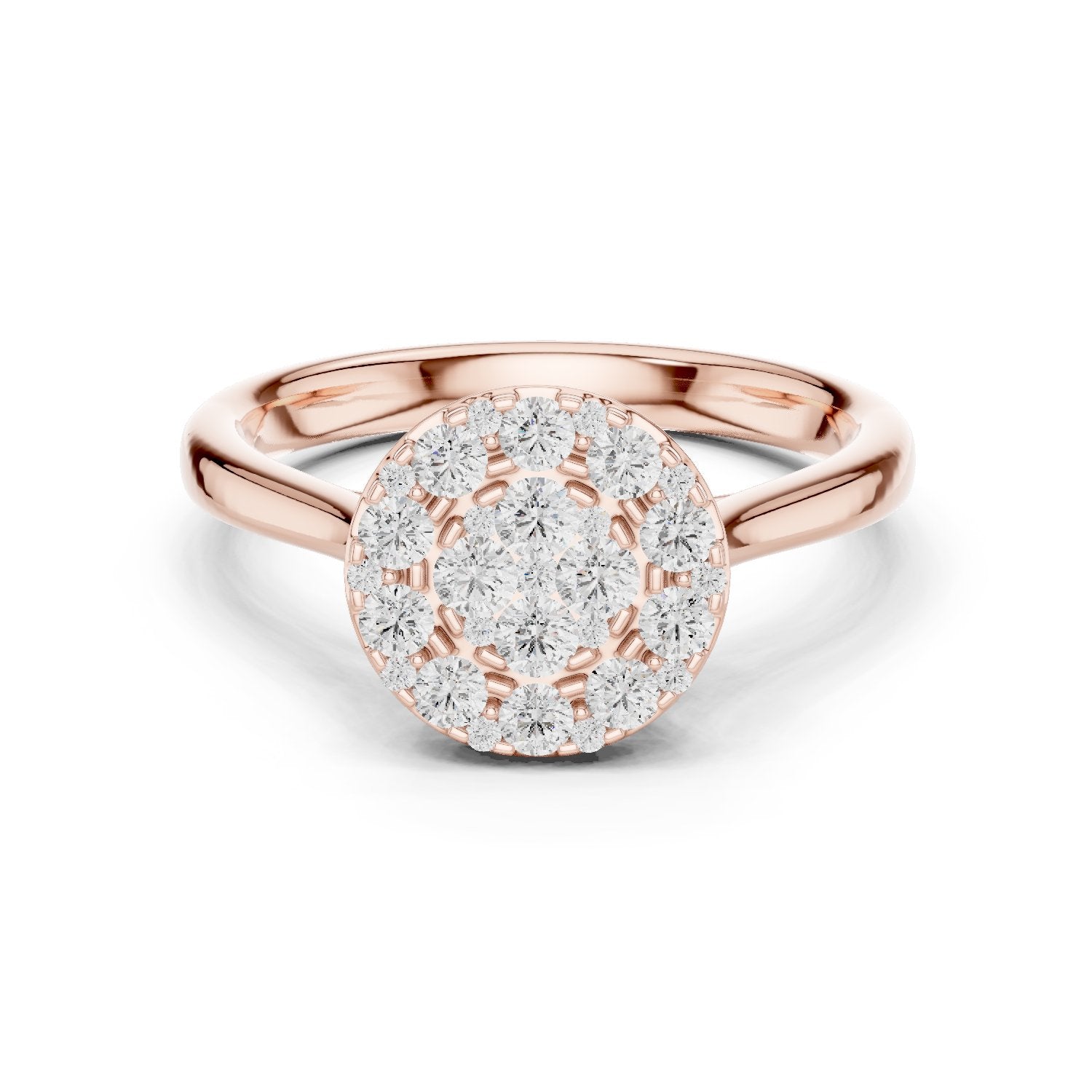 Round Diamond Cluster Halo Engagement Ring