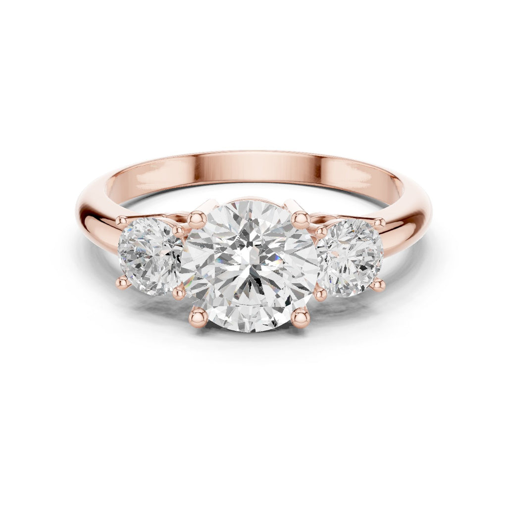 Round Diamond Three Stone Engagement Ring