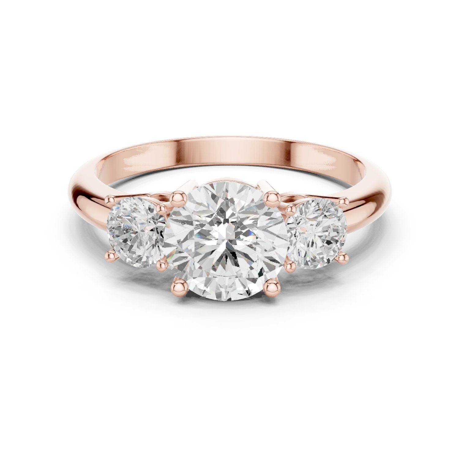 Round Diamond Three Stone Engagement Ring