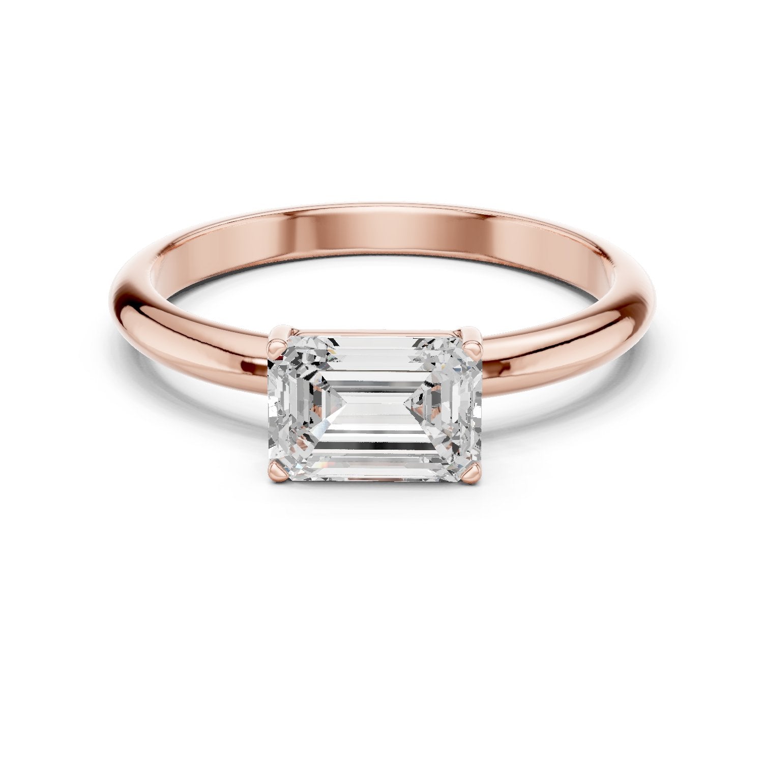 Emerald Cut East West Solitaire Engagement Ring