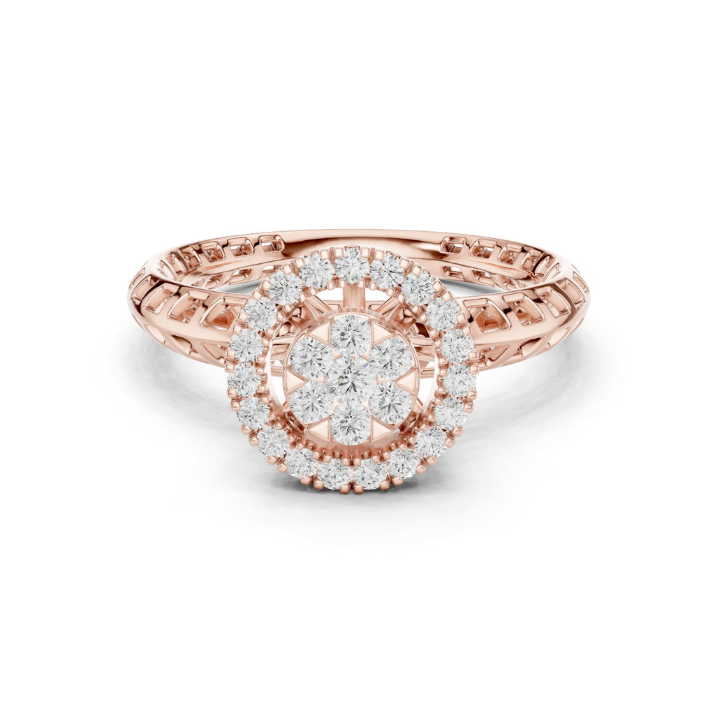 Round Diamond Cluster Halo Engagement Ring