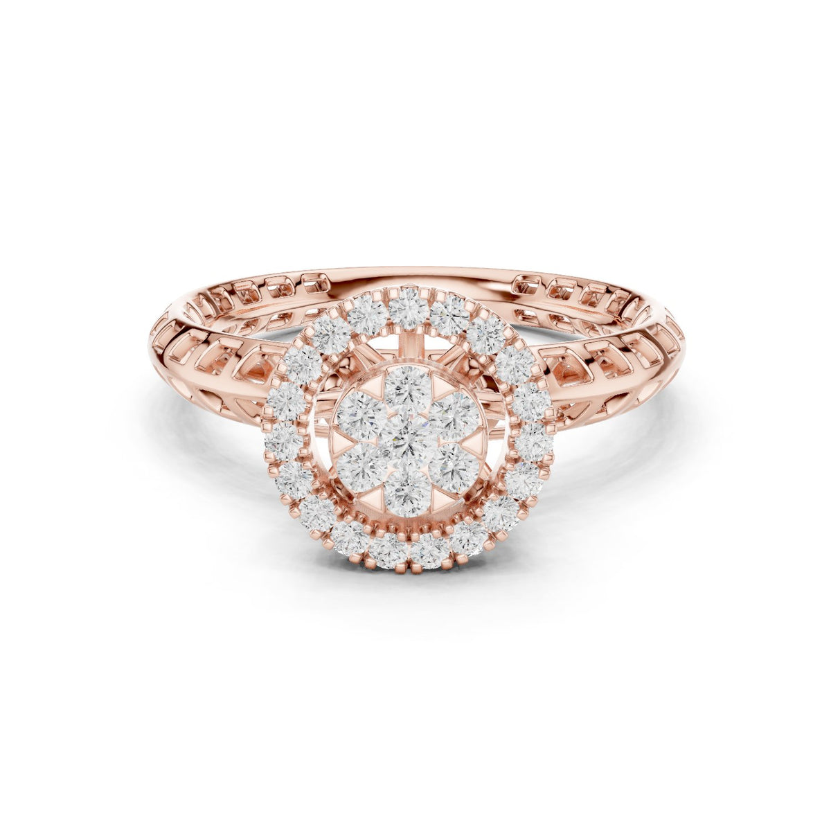 Round Diamond Cluster Halo Engagement Ring