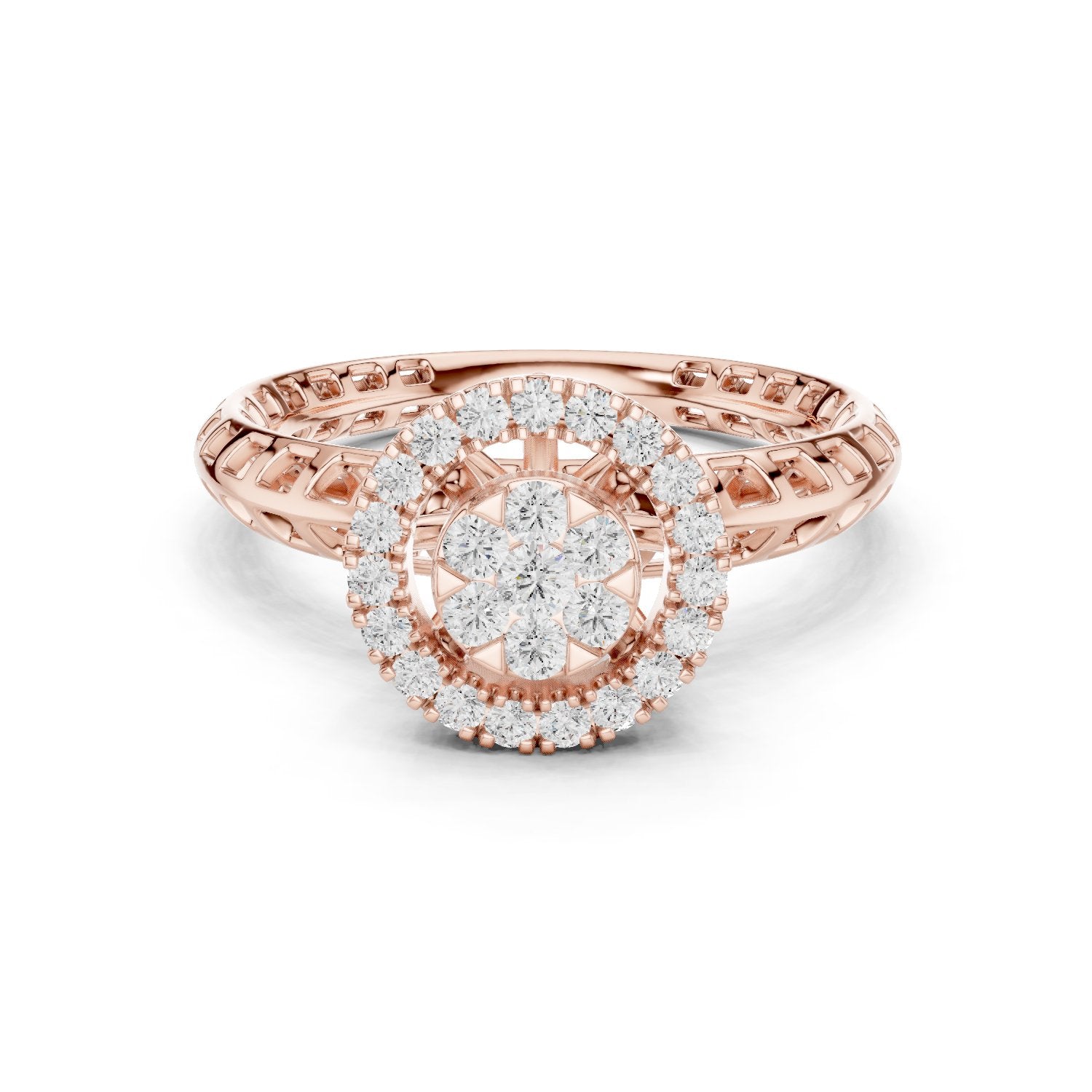 Round Diamond Cluster Halo Engagement Ring