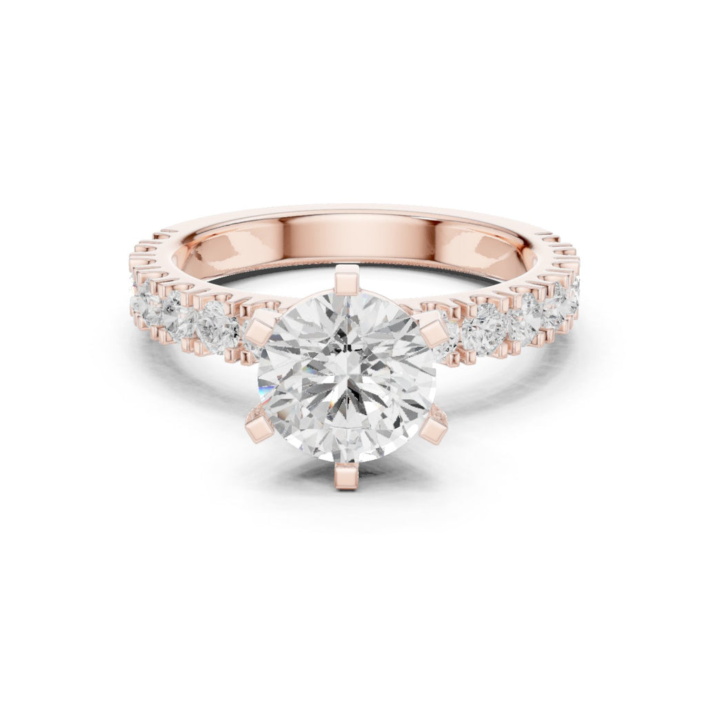 Round Diamond Engagement Ring with Half Eternity Claw Set Band