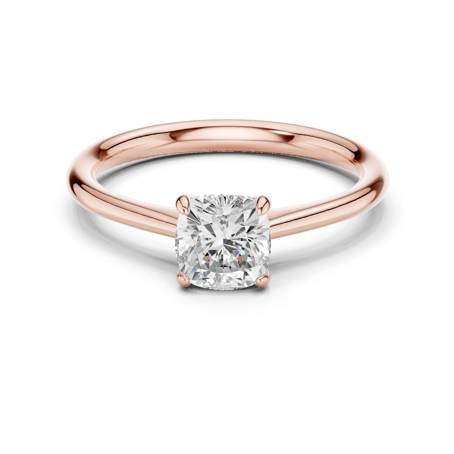 Cushion Cut Tapered Solitaire Engagement Ring