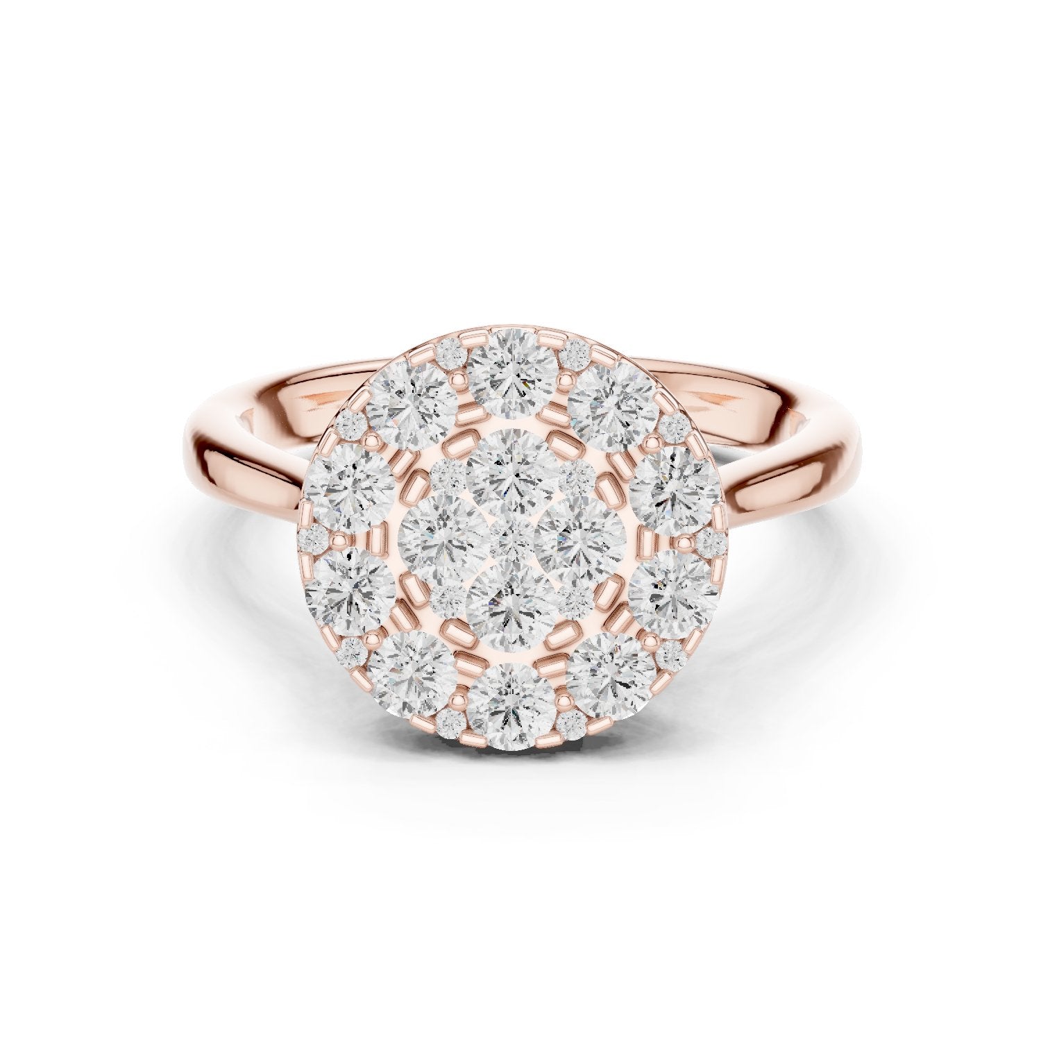 Round Diamond Cluster Halo Engagement Ring