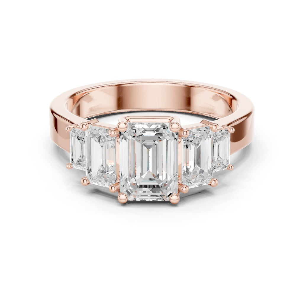 Emerald Cut Engagement Ring with Graduated Emerald Side Accents