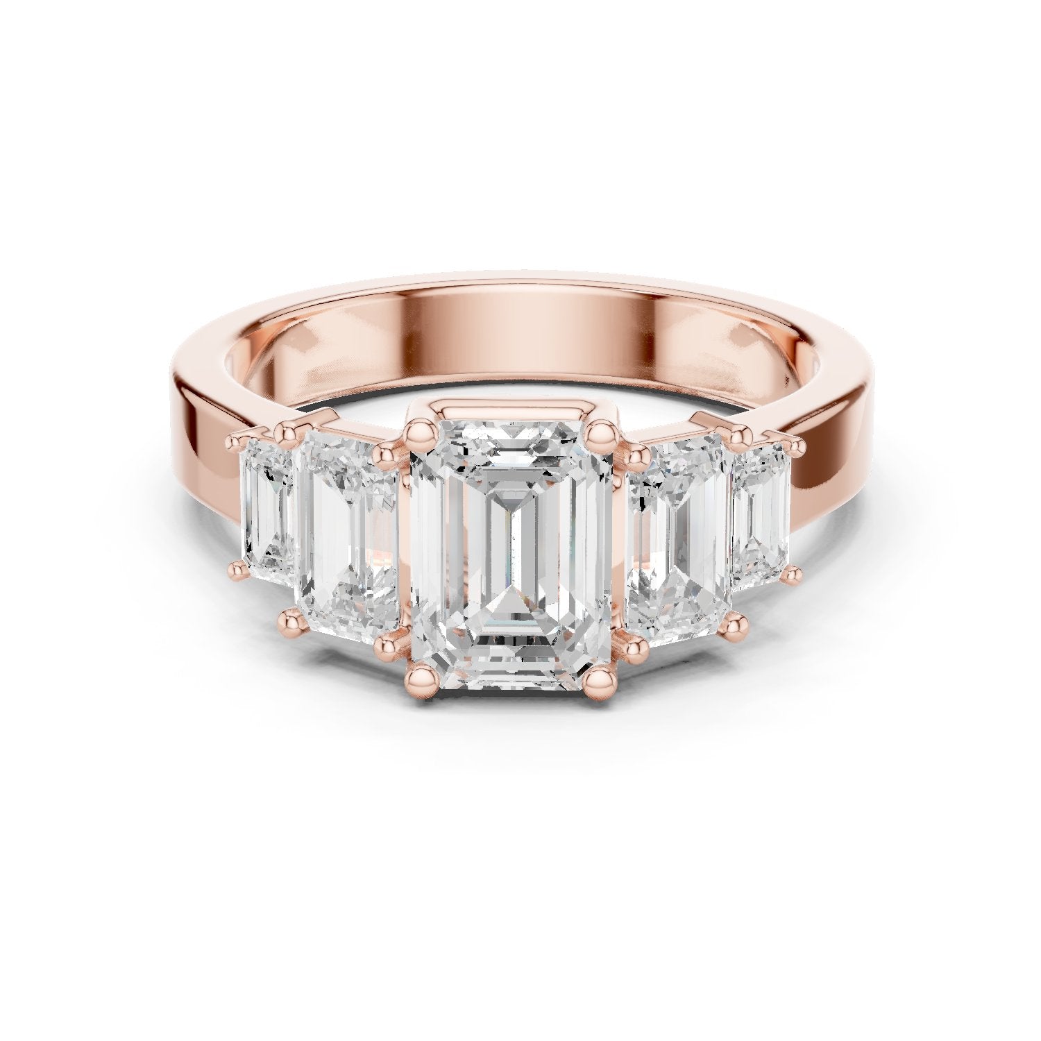 Emerald Cut Engagement Ring with Graduated Emerald Side Accents