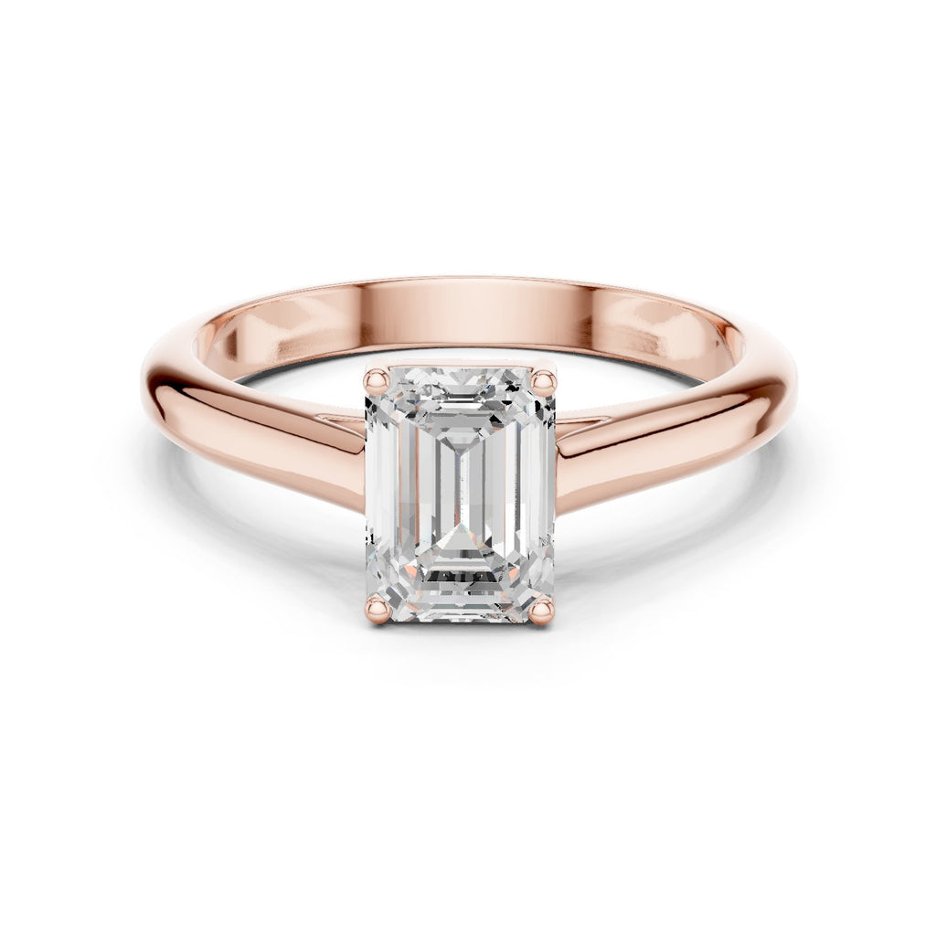 Emerald Cut Cathedral Solitaire Engagement Ring