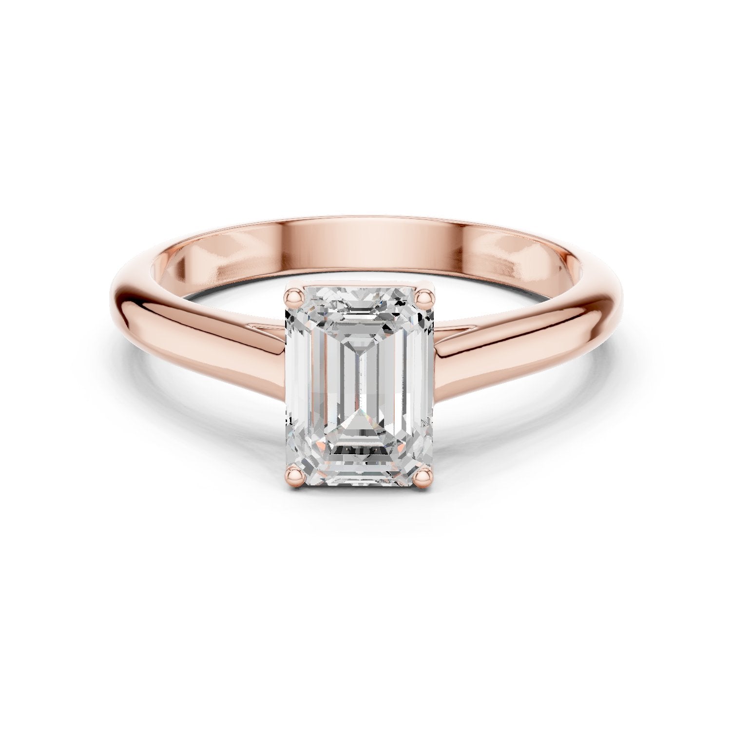 Emerald Cut Cathedral Solitaire Engagement Ring