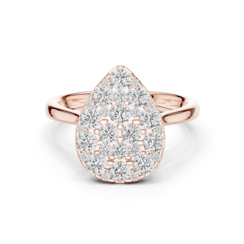 Pear-Shape Diamond Cluster Engagement Ring