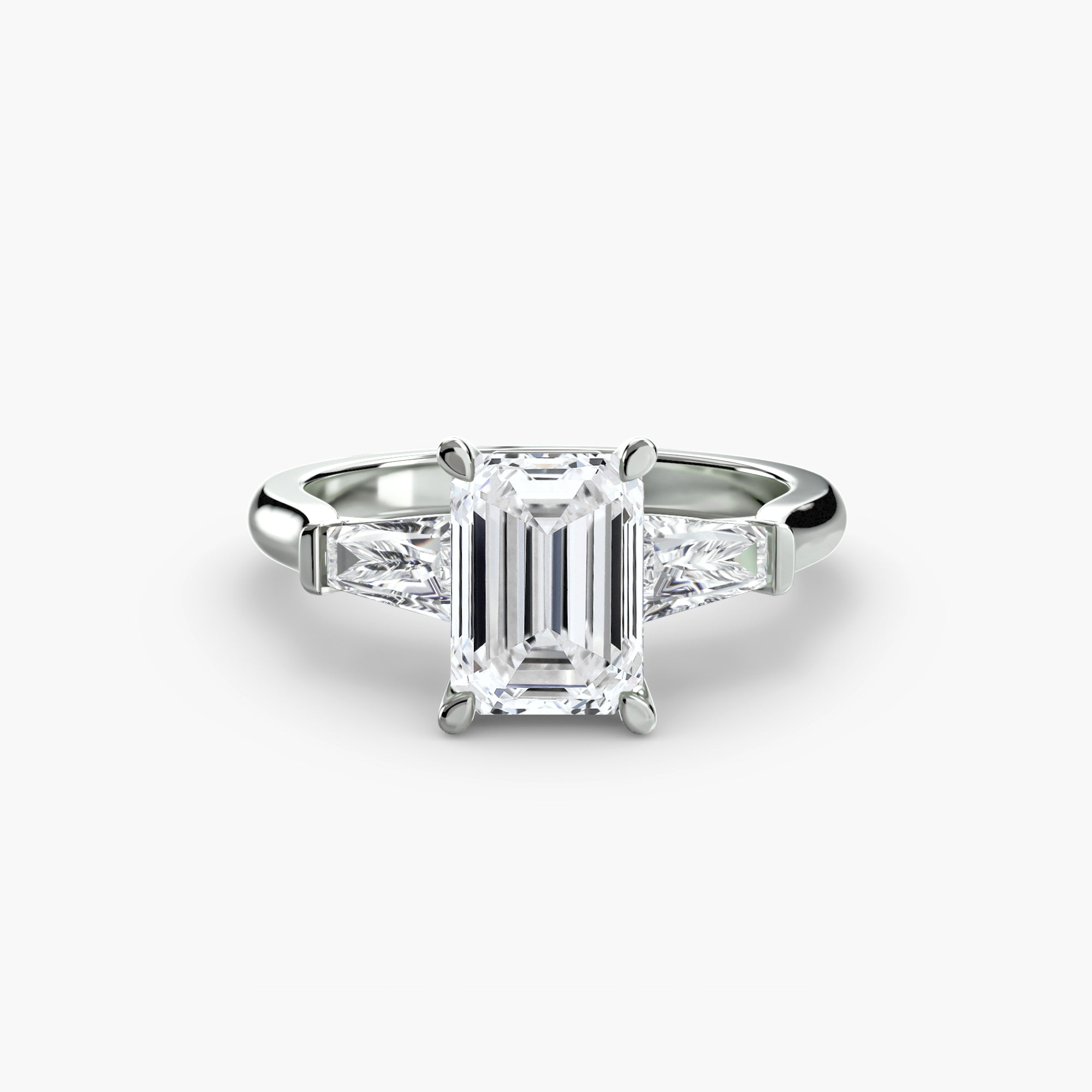 Three-Stone Ring (Baguette Side Stones) - diamond engagement ring - VYKA Diamonds