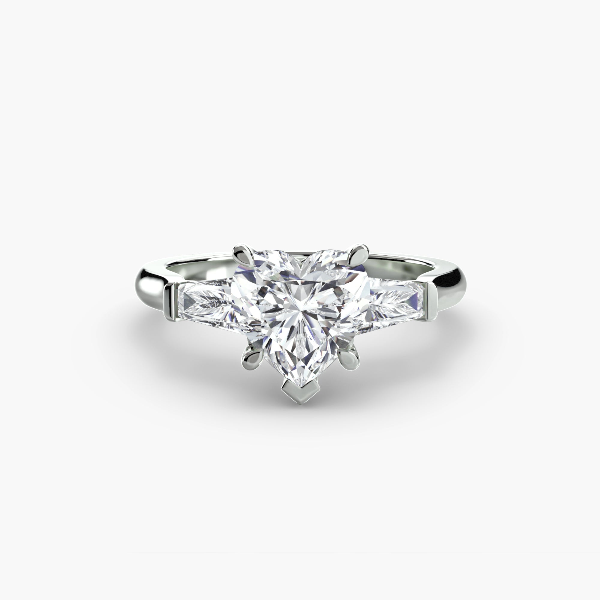 Three-Stone Ring (Baguette Side Stones) - diamond engagement ring - VYKA Diamonds