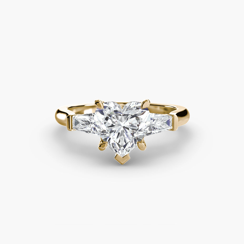 Three-Stone Ring (Baguette Side Stones) - diamond engagement ring - VYKA Diamonds