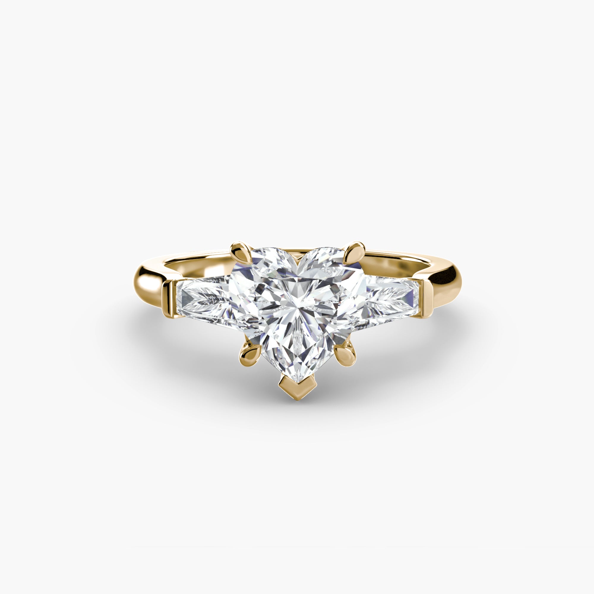 Three-Stone Ring (Baguette Side Stones) - diamond engagement ring - VYKA Diamonds